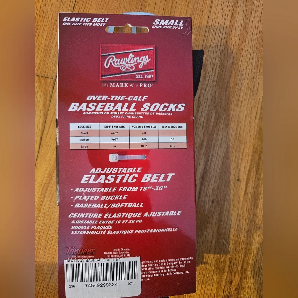 NWT Rawlings Baseball Socks And Belt